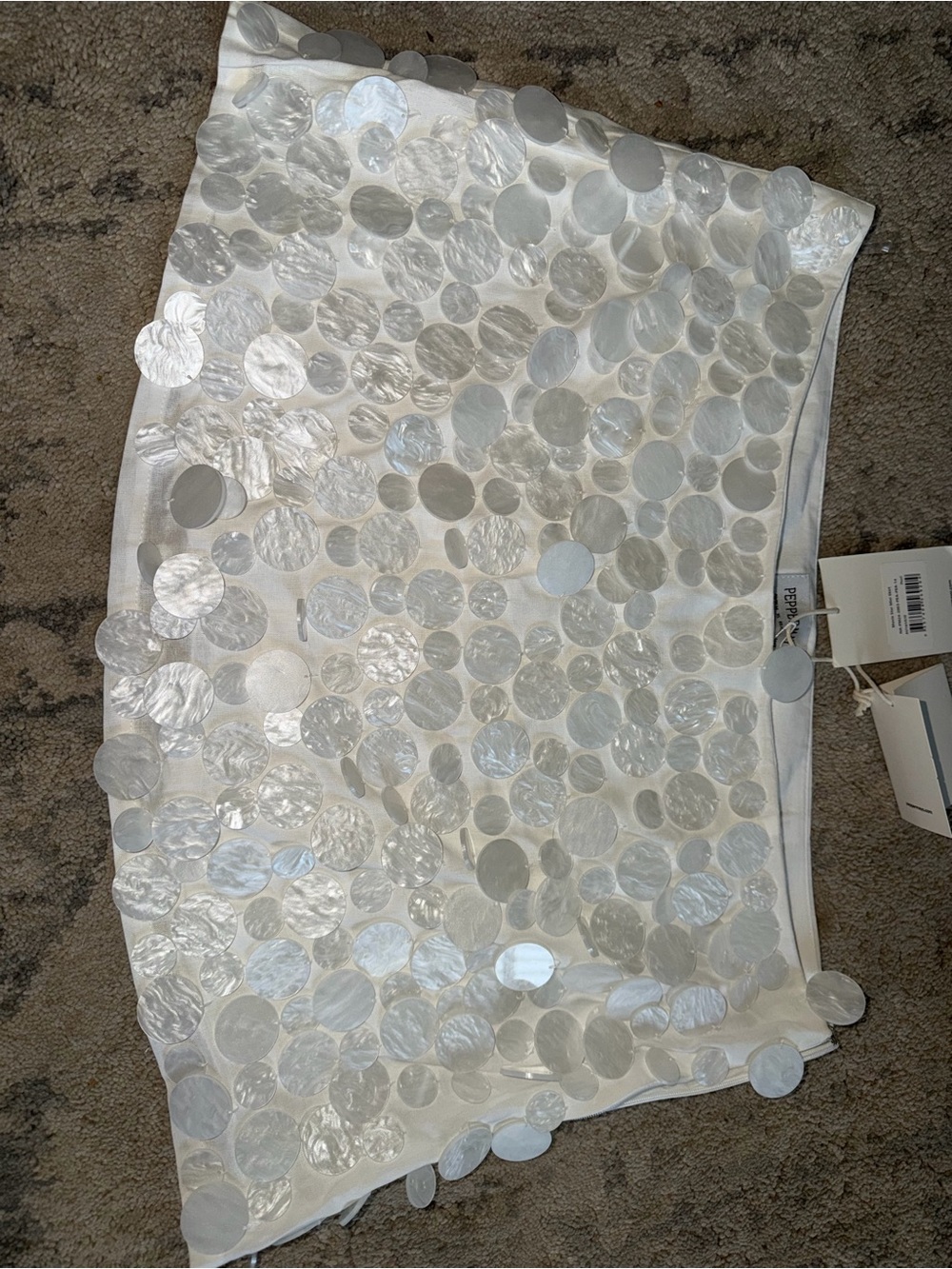 Peppermayo White Iridescent Disc Embellished Mini Skirt - Picture 1 of 4